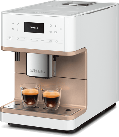 Miele CM6360LW Cm 6360 Milkperfection Lotus Blanc-Cm - Machine à café de comptoir avec connexion Wifi, réservoir à lait de haute qualité et de nombreux cafés de spécialité.