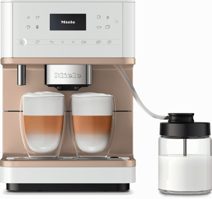 Miele CM6360LW Cm 6360 Milkperfection Lotus Blanc-Cm - Machine à café de comptoir avec connexion Wifi, réservoir à lait de haute qualité et de nombreux cafés de spécialité.