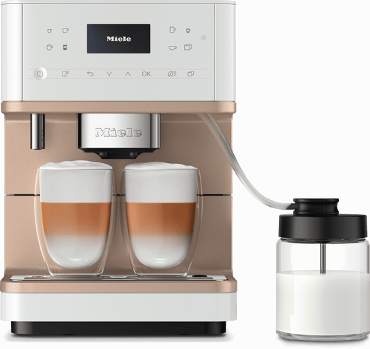 Miele CM6360LW Cm 6360 Milkperfection Lotus Blanc-Cm - Machine à café de comptoir avec connexion Wifi, réservoir à lait de haute qualité et de nombreux cafés de spécialité.