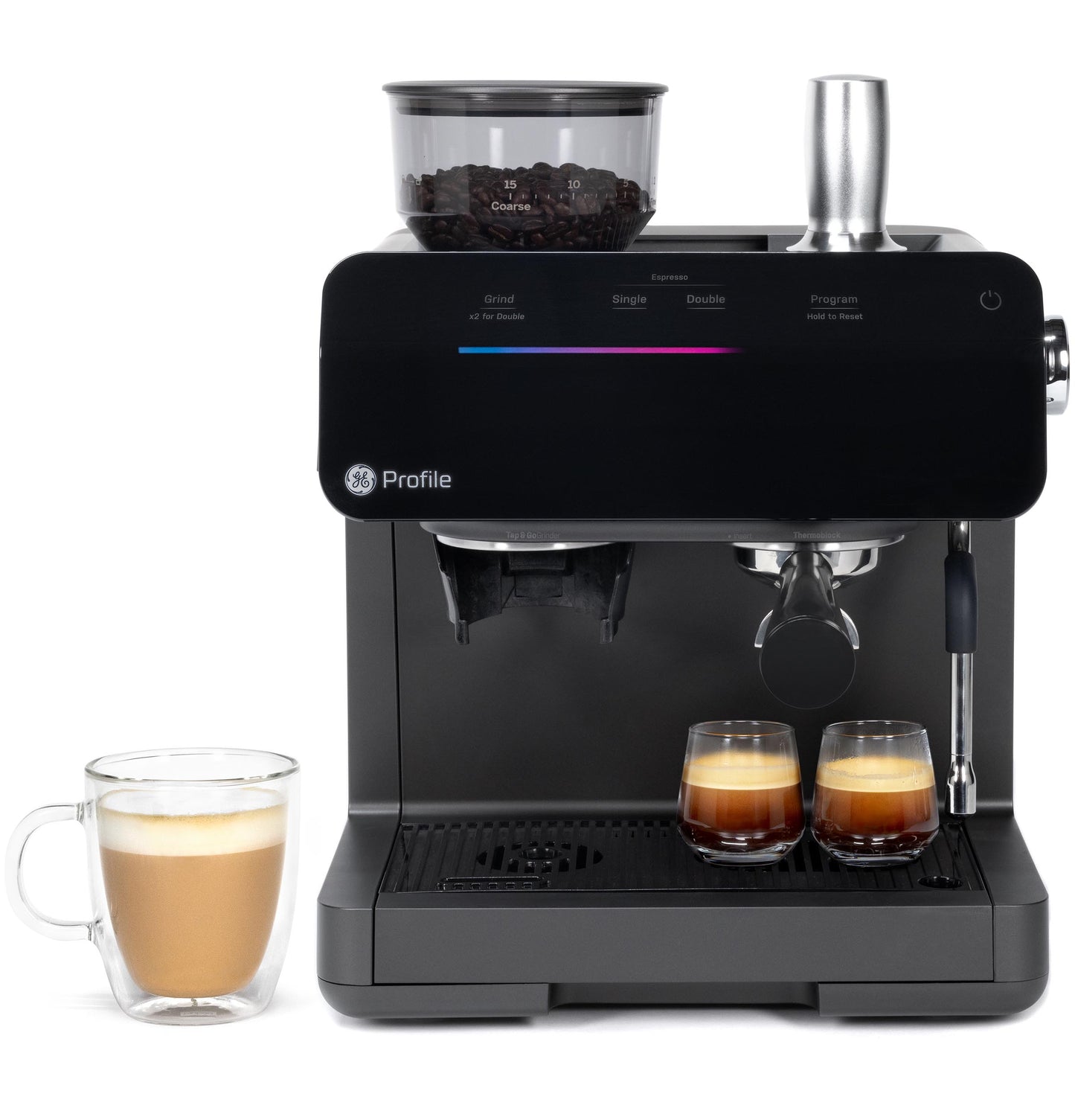 Machine à expresso semi-automatique GE Profile™ P7CESAS6RBB avec mousseur à lait