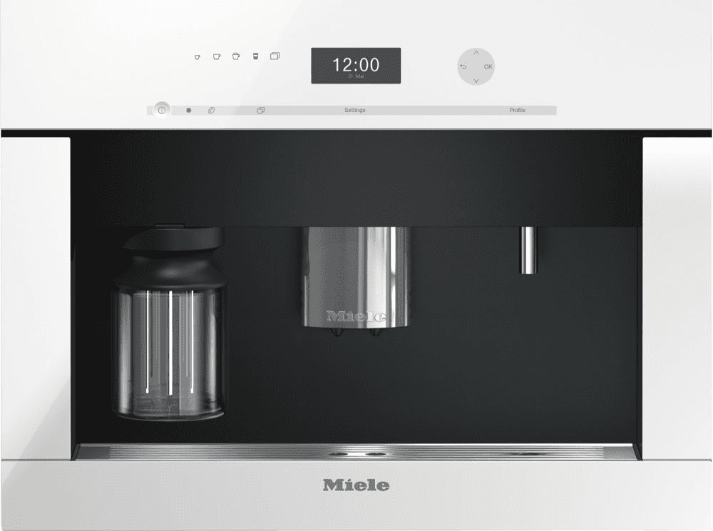 Machine à café encastrable Miele CVA6401W avec système de moussage à grains et fonction Onetouch pour deux préparations. Pour un café parfait.